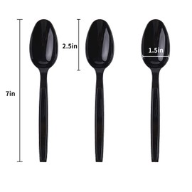 Laojbaba Plastic Spoons Disposable Individually Packaged Spoons Black 7-Inch Commercial Take Away Spoons,Super Hard Mass Heavy Individually Wrapped Spoons 100 PCS