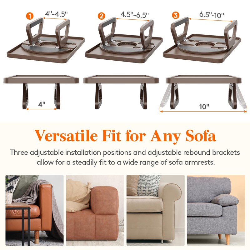 Lifewit Plastic Rotating Couch Armrest Table, Adjustable Sofa Arm Clip