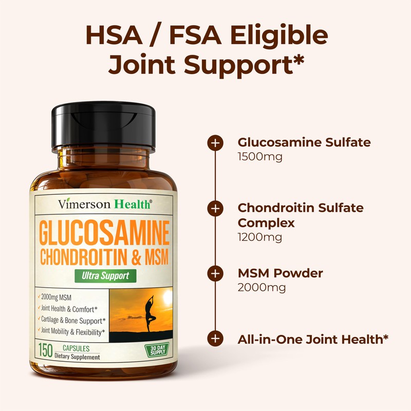 Glucosamine Chondroitin MSM Supplement – 3-in-1 Joint Supplements for Men