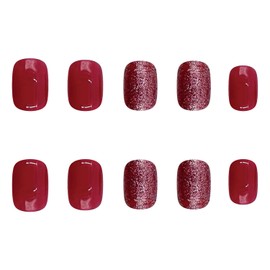 Rose Pink Press on Nails Short Square SWEKKE Petite Fake Nails Full Cover Bling Glitter False Nails with Designs Glossy Glue on Nails Acrylic Nails Manicure Artificial Nails for Women Girls 24Pcs