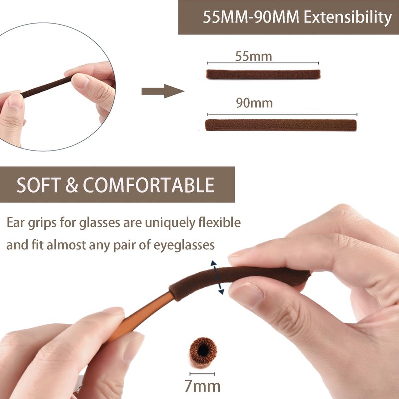 YMCCOOL 8 Pieces Eyeglass Ear Cushions,Soft Knitting Cotton Fabric Glasses