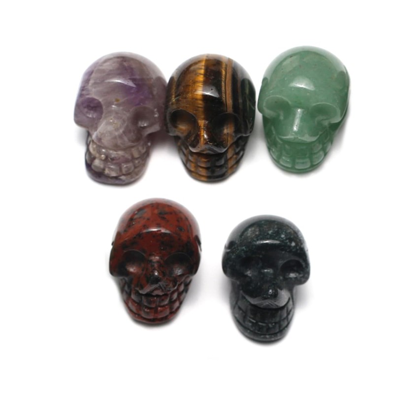 LHJ 7 Pcs Natural Stone Crystal Décor Figurines Skull Decoration