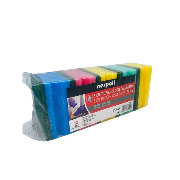 Nespoli 5 x Dishwasher Scrubber Sponge with Abrasive Salvas Shape