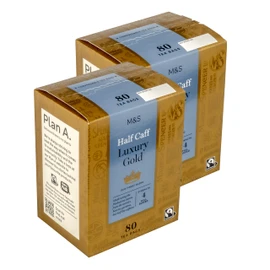 M&S 160 Luxury Gold Half Caff Tea Bags, Partially-Decaffeinated, Full Bodied Blend, Strength 4, Compostable, 500g
