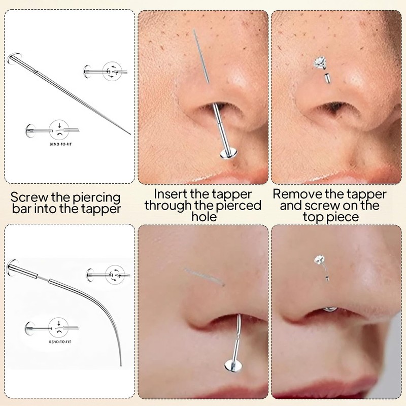 Cokoozoo 8pcs Piercing Tools Kit, Stainless Steel Flat Back Earring