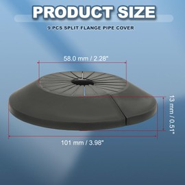 PATIKIL 58mm Plumbing Cover Plates, 9 PCS Wall Split Flange Pipe Cover Decoration Escutcheon Plate Collar Flange Water Pipe Cover Decoration PP Plastic for Wall Pipe Tube Hole, Black