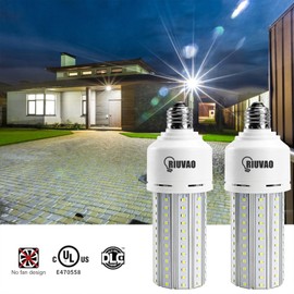 2 Pack Corn Cob LED Light Bulb 600W Equivalent, 60W LED Corn Bulb 7500 Lumen 5000K Large Area Cool Daylight White E26/E27 Medium Base for Garage Backyard Bedroom Warehouse Factory Workshop Street