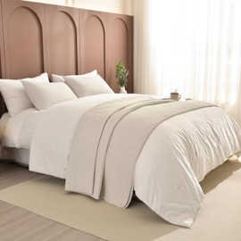 Sanracie Oversized Cal King Bedspread 128"*120" for Extra Bed, 3pcs 100% Cotton Quilt Wheat Colored Ultra Large Wide Oversized King Plus Coverlet Thin Comforter Ultra Soft and Cozy