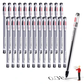 XFasten Extra Fine Point Pens 0.38mm 24-Pack Japanese-Style Fine Tip Gel Ink Ballpoint Pen Black, Smooth Ink Flow, Smudge-Free, Quick-Drying, No Smear for Journaling, Note-Taking, Office, and School