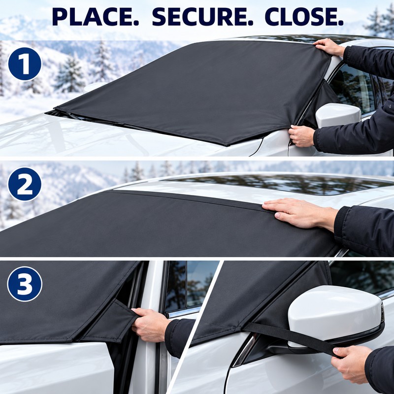 Universal Magnetic Windshield Snow Cover, 83 x 49 Inch Anti-Frost