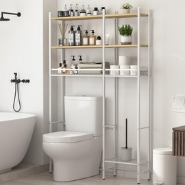 Extra Wide Over The Toilet Storage – 37.5" W, 4-Tier Bathroom Organizer Shelf with Extra Side Shelf and 2 Drain Baskets, Space Saver Storage for Bathroom, Balcony, Living Room