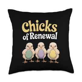 Easter Baby Chicks with Eggs Bunnies and Seasonal Decor Throw Pillow