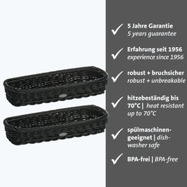 Westmark Set of 2 Cutlery Baskets Suitable for Hotel and Catering Rectangular 28 x 11 x 5 cm Synthetic Fibre Saleen Edition Black 020169191E3