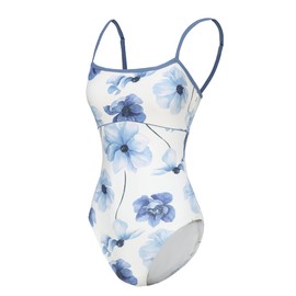 ModLatBal Women's Camisole Leotard with Adjustable Straps for Ballet Dance Leotards, Blue Plum Blossoms, X-Large