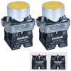 2Pcs 22MM Momentary Push Button Switch 10Amp Yellow 1NO 1NC