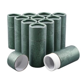WANDIC Green Kraft Paperboard Tubes, 12 Pcs Round Kraft Paper Containers for Tea Coffee Crafts Gift Packaging, Non-Push (10ml