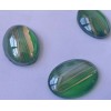 25x18MM VINTAGE GLASS CABOUCHON EMERALD PAINT GOLD IN FLATBACK UNFOILED
