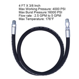 Tool Daily Pressure Washer Whip Hose with Swivel, Hose Reel Connector for Pressure Washing with Power Washer Adapter Set, 4 FT