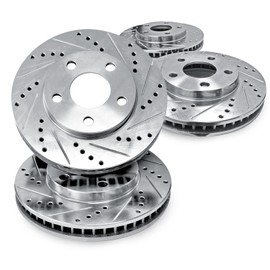 R1 Concepts eLINE Series Front Rear Drilled and Slotted Brake Rotors Compatible For 2007-2008 Mini Cooper