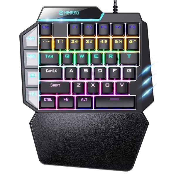 Hiwings Single-Handed RGB Mechanical Gaming Keyboard, Blue Switch, Portable Mini