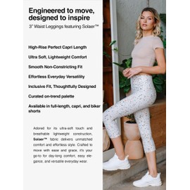 Conceited Capri Leggings for Women - High Waisted - Soft - Casual - Terrazzo - One Size