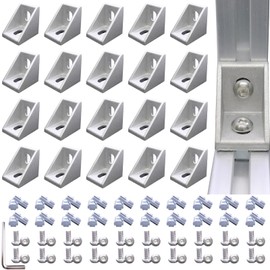 QIJINTRID 20Sets 1010 Series Aluminum Profile Connector,20pcs 1010 Corner Bracket,40pcs T-Nuts,40pcs Hex Screw Bolt and 1pcs Wrench,for T Slot Aluminum Extrusion Profile