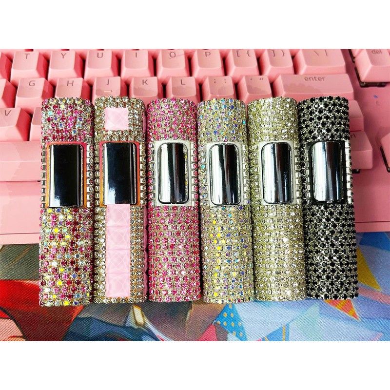 Pink Diamond Inlay Jet Flame Lighter,Refillable Butane Lighter,Cool Jet Torch