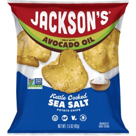 Jackson’s Potato Classic Kettle Chips with Sea Salt (1.5oz, Pack of 18) - Made with Premium Avocado Oil - Allergen-friendly, Gluten Free, Peanut Free, Vegan, Kosher - Shark Tank Product