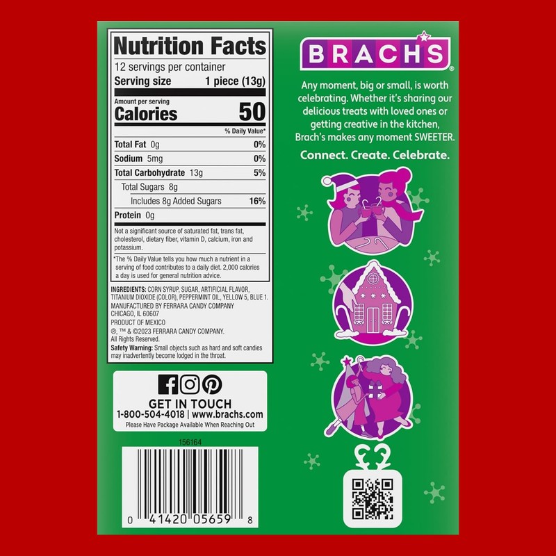 Sweetzo Wintergreen Christmas Candy Canes, Individually Wrapped Classic Holiday Treats,