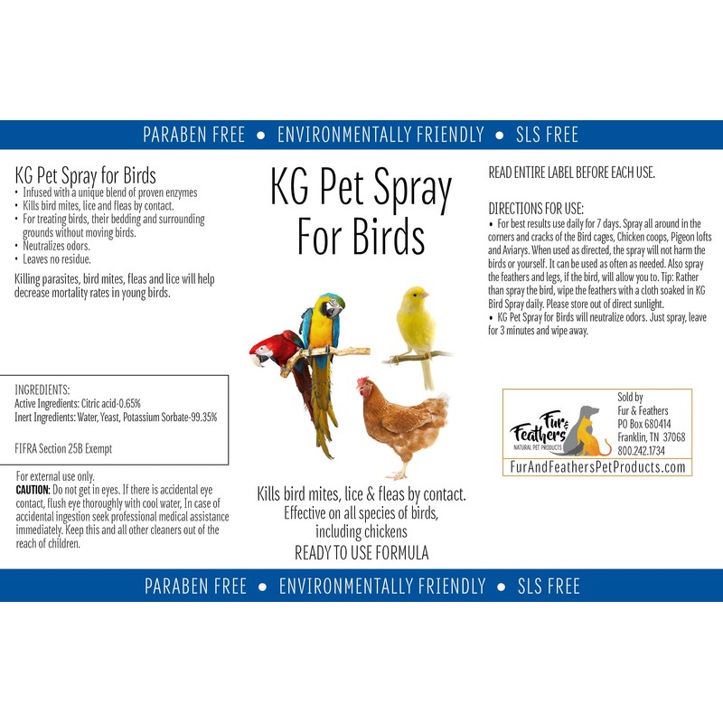 KG Pet Spray for Birds - Ready to Use Formula