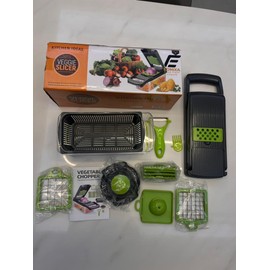 16-in-1 Multifunctional Vegetable Chopper - Manual Slicer and Dicer with Container, Food Cutter for Onion, Carrot, Garlic - Durable Kitchen Tool with Drain Basket & Safety Hand Protector