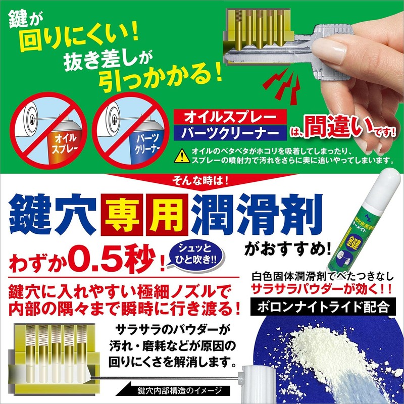 AZ(エーゼット) 鍵穴専用潤滑剤 キーメイト スプレー 15ml 鍵穴潤滑剤 937