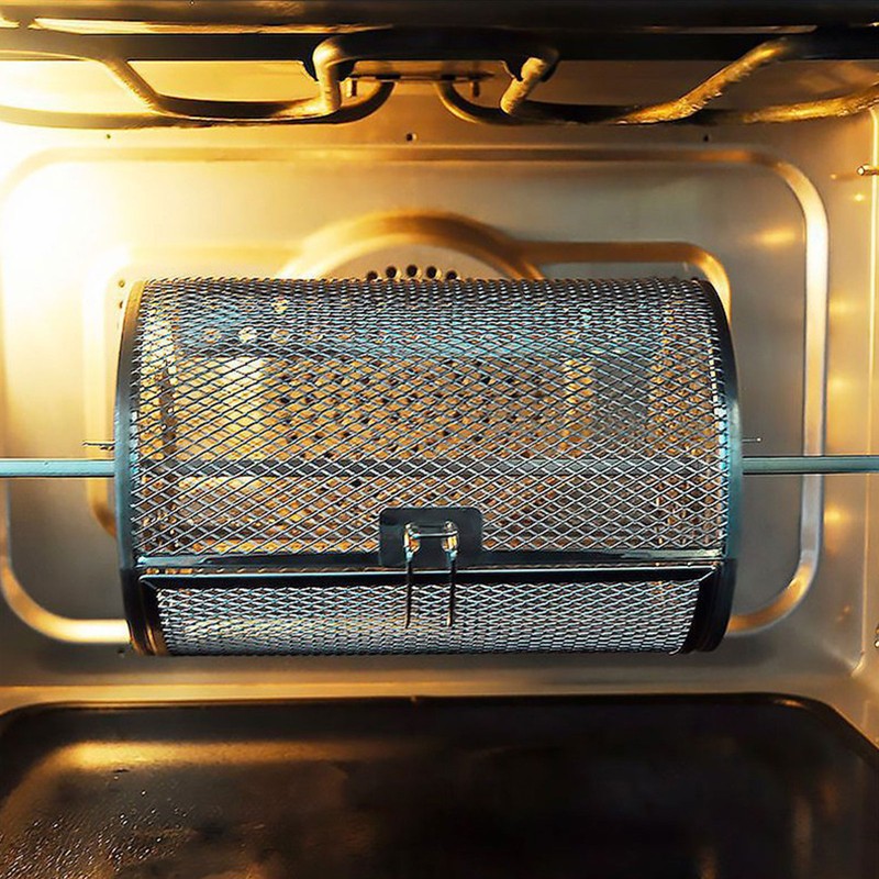 Rolling Grilling Basket Stainless Steel Grill Cage Round Stainless Steel