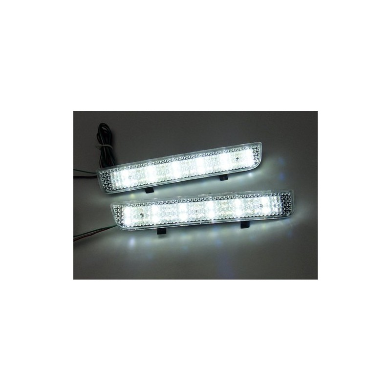 2x Clear Lens Rear Bumper Reflector LED Fog Tail Stop