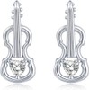 arete de violín de plata de ley 925, hipoalergénicos, para