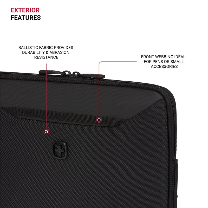 SwissGear Padded Zippered Laptop Sleeve, Micro-Twill Laptop Case with Fleece