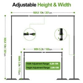 FUDESY Backdrop Stand Heavy Duty, 10x10ft Adjustable Photo Background Pipe and Drape Backdrop Stand Kit with Metal Base for Photography Parties Birthday Video Studio
