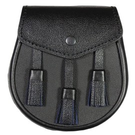 ISMUN Full Dress Kilt Sporran Black Basic Sporran Leather Sporran With ThreeTassles Pure Real Leather