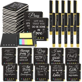 Zhanmai 30 Sets Christian Gift Spiral Notebook Bible Verse Prayer Journals Religious Notepad with Bible Bamboo Ballpoint Pen Colored Sticky Index Tabs for Teacher Nurse Coworker Office (Jesus Theme)
