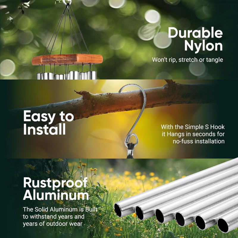 Nature’s Melody Premiere Grande Tunes Wind Chimes – Outdoor Windchime