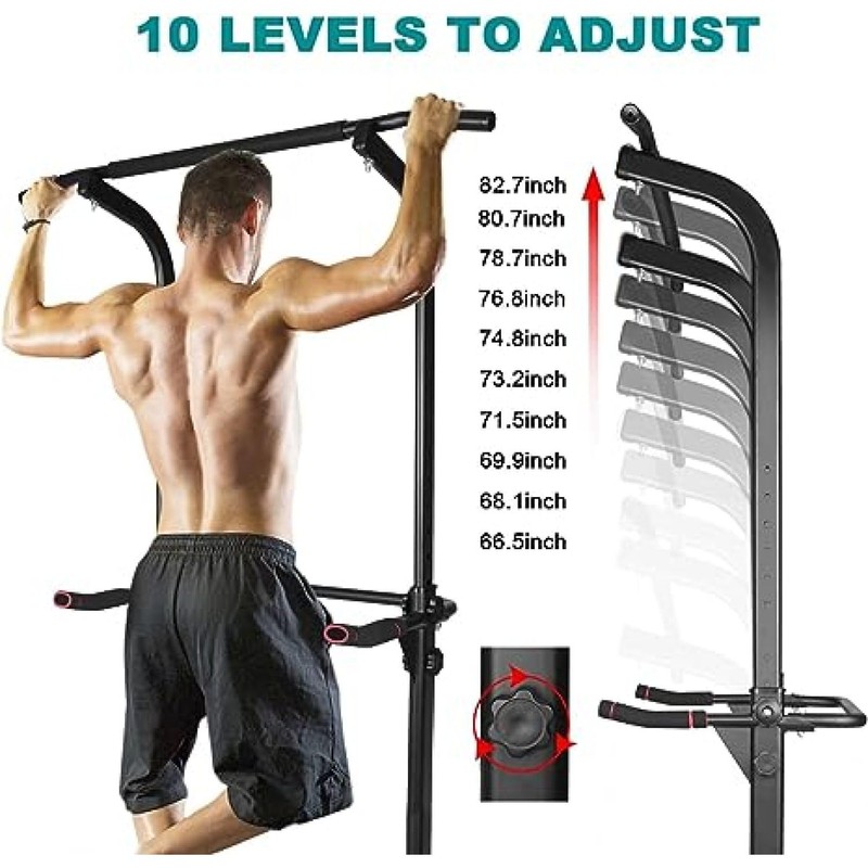 Sport Power Tower Workout Dip Station Pull Up, Height Adjustable