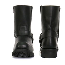 Hot Leathers BTM1004 Men's Black 8-inch Short Harness Leather Boots with Lug Sole - 9.5