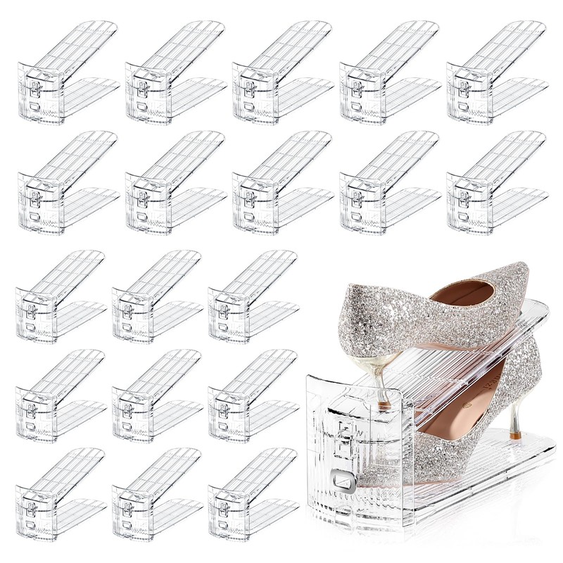 TOPNEW Shoe Slots Organizer for Closet 20 Pack Adjustable Level