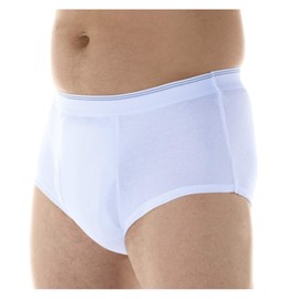 1-Pack Men's Maximum Absorbency Washable Reusable Bladder Control Briefs White 2X (Waist 44-45)