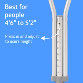 Medline Lightweight Aluminum Red Dot Guardian Crutches, for Patients 4’6”–5’2” Tall, Walking Aid for Kids, Adults & Seniors, 300 lbs. Weight Capacity