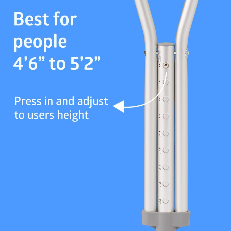 Medline Lightweight Aluminum Red Dot Guardian Crutches, for Patients 4’6”–5’2”