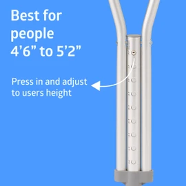 Medline Lightweight Aluminum Red Dot Guardian Crutches, for Patients 4’6”–5’2” Tall, Walking Aid for Kids, Adults & Seniors, 300 lbs. Weight Capacity