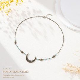 Generse Bridal Headband, Red Headpiece, Crystal Headband, Prom, Festival, Forehead Hairpiece, Wedding Hair Accessories for Women and Girls (Blue)