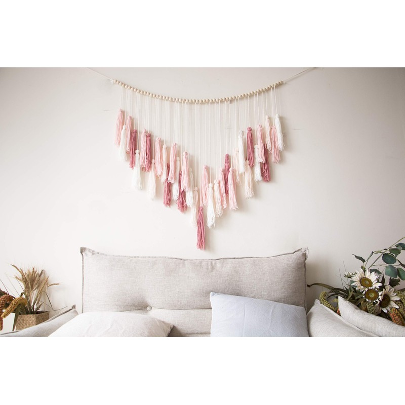 Decocove Macrame Wall Hanging - Large with Wood Beads Bohemian