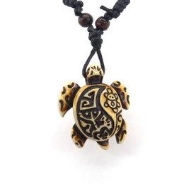 Scddboy Hawaiian Sea Turtle Pendant Necklace for Women Men - Adjustable Cord Surfer Necklace, Resin, No Gemstone